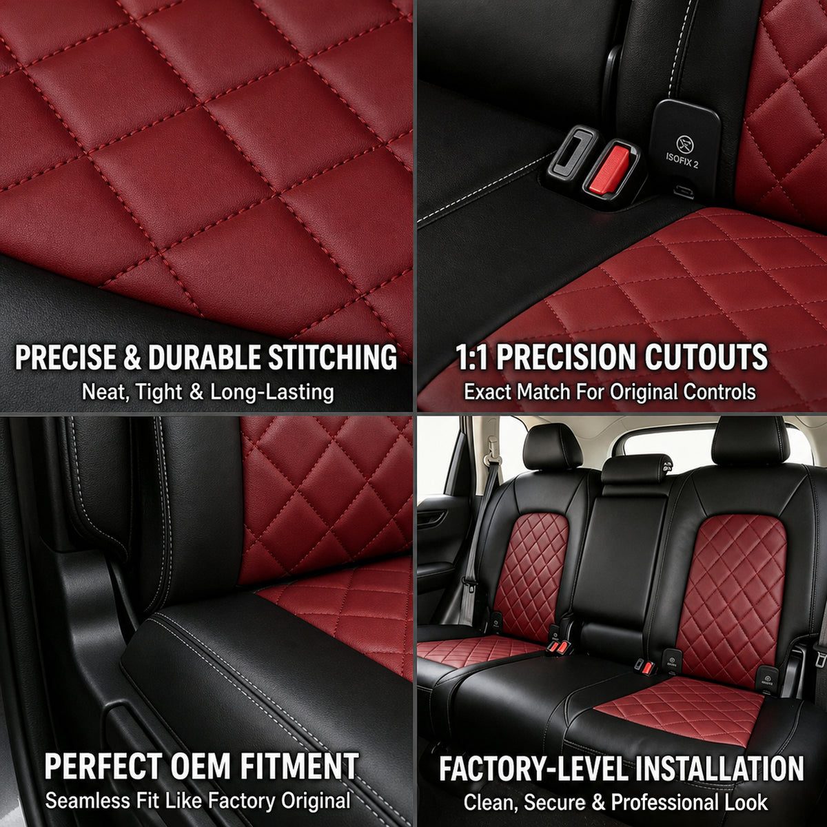 Diamond Design Nappa Leather Luxury Car Interior Seat Protective