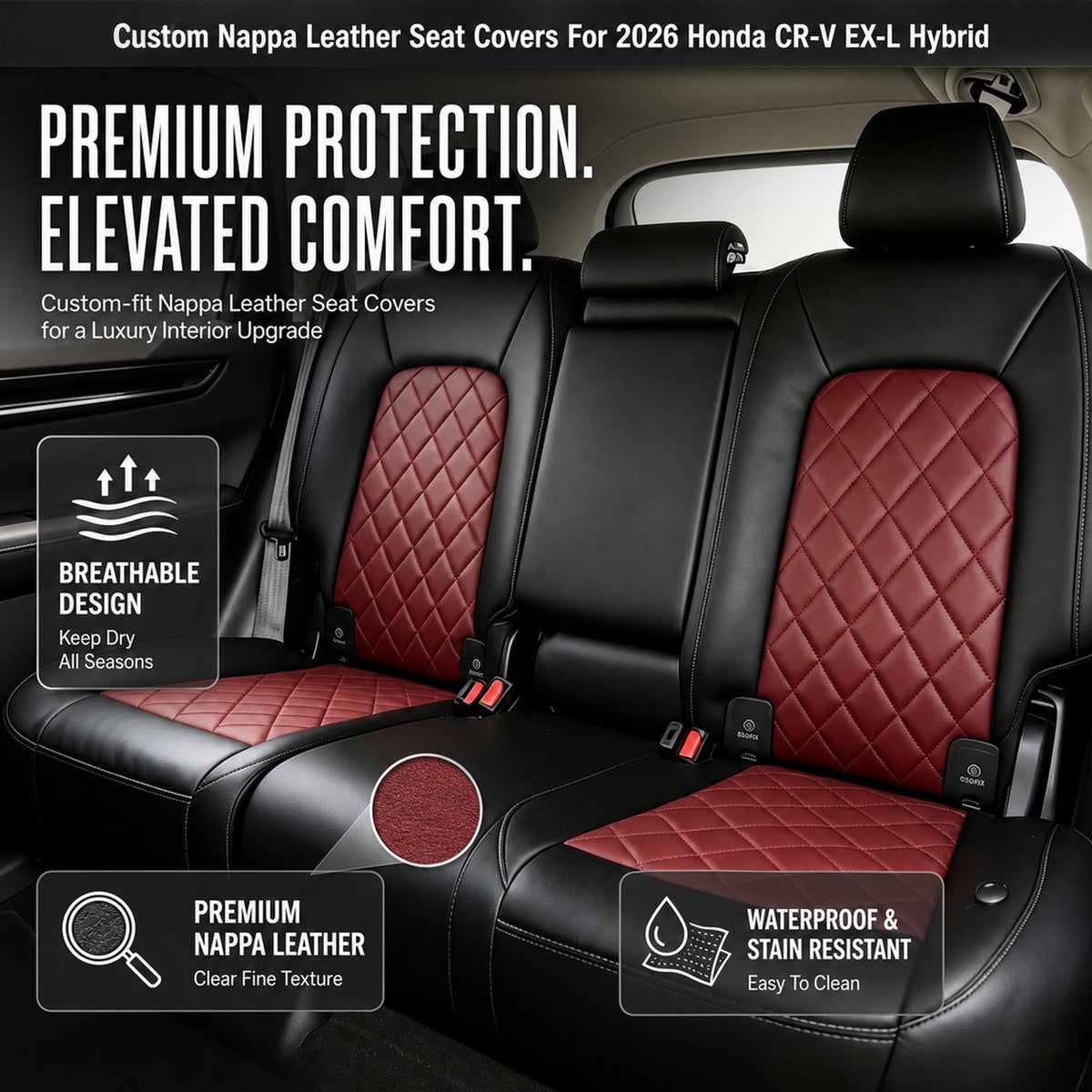 Diamond Design Nappa Leather Luxury Car Interior Seat Protective
