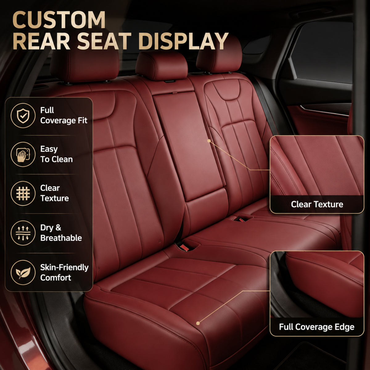 Wear Resistant Waterproof Premium Nappa Leather Full Set Vehicle Seat Protector For BMW 328