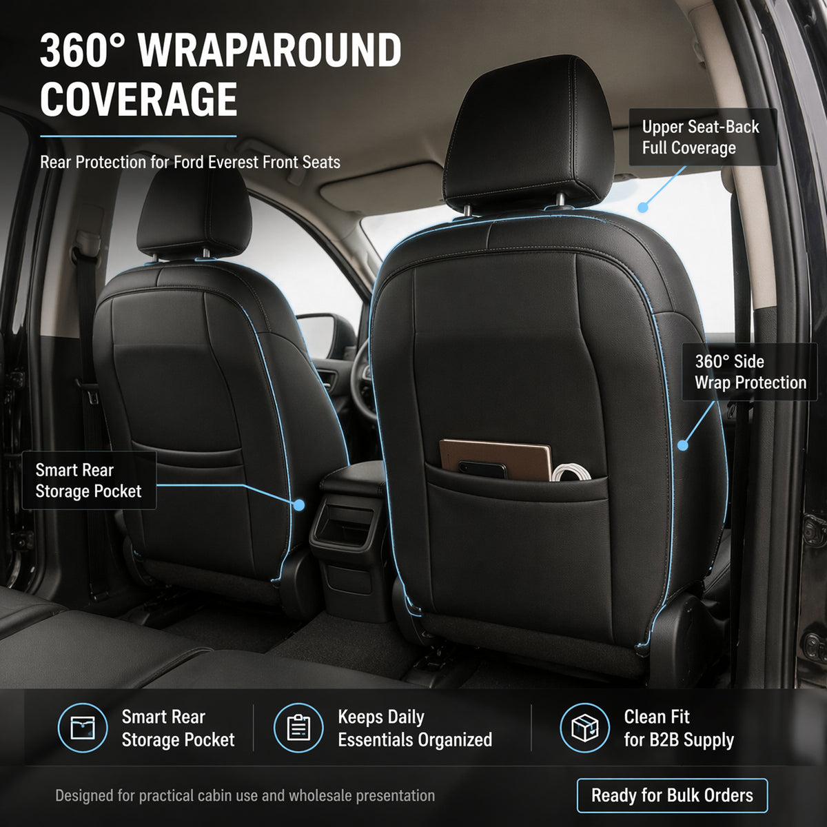 Car Seat Covers Full Set for Toyota FJ Cruiser 2007-2014, Waterproof