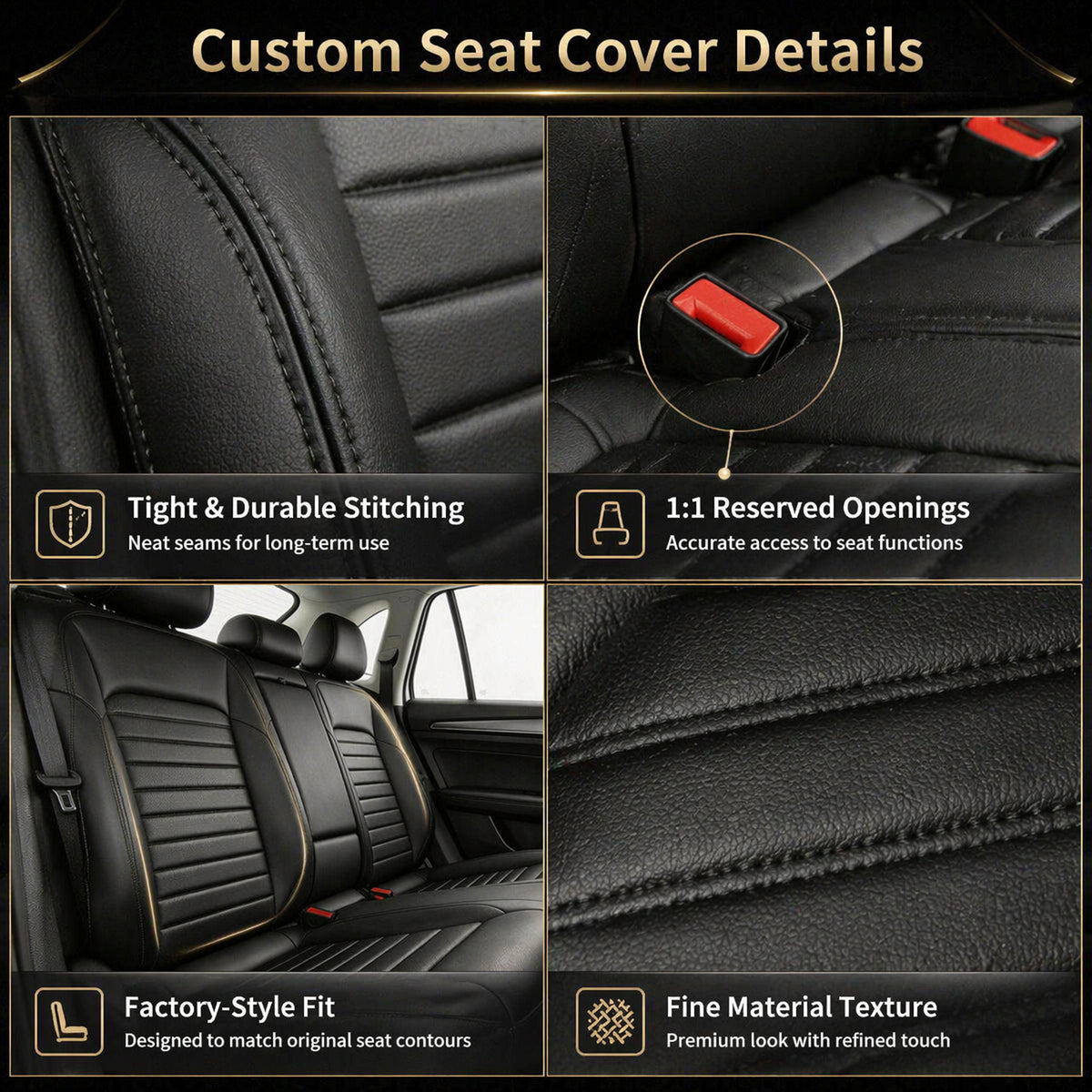 Car Seat Covers Full Set for GMC Terrain 2018-2022, Waterproof Nappa
