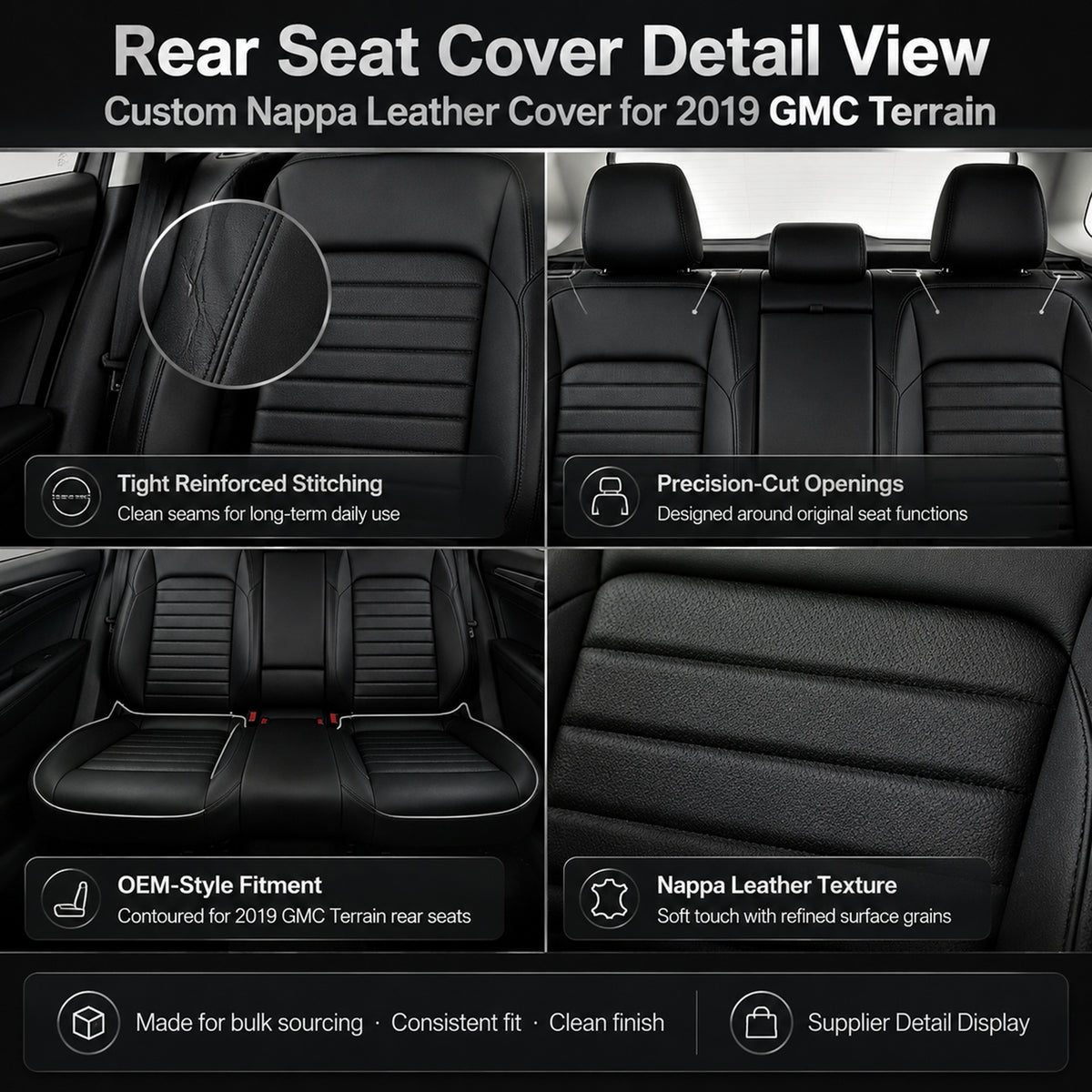Car Seat Covers Full Set for GMC Terrain 2018-2022, Waterproof Nappa
