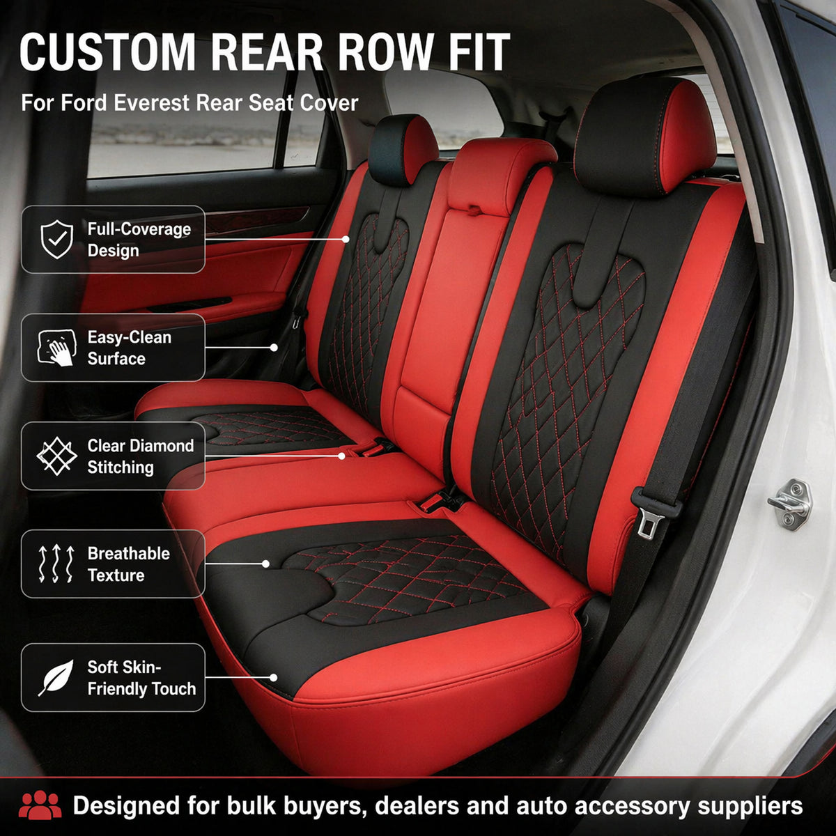 Custom diamond pattern Nappa car seat covers for young car