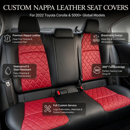 Toyota corolla Seat Covers Diamond Pattern Anti-Slip Premium Leather Wear Resistant Full Set Auto Seat Protector