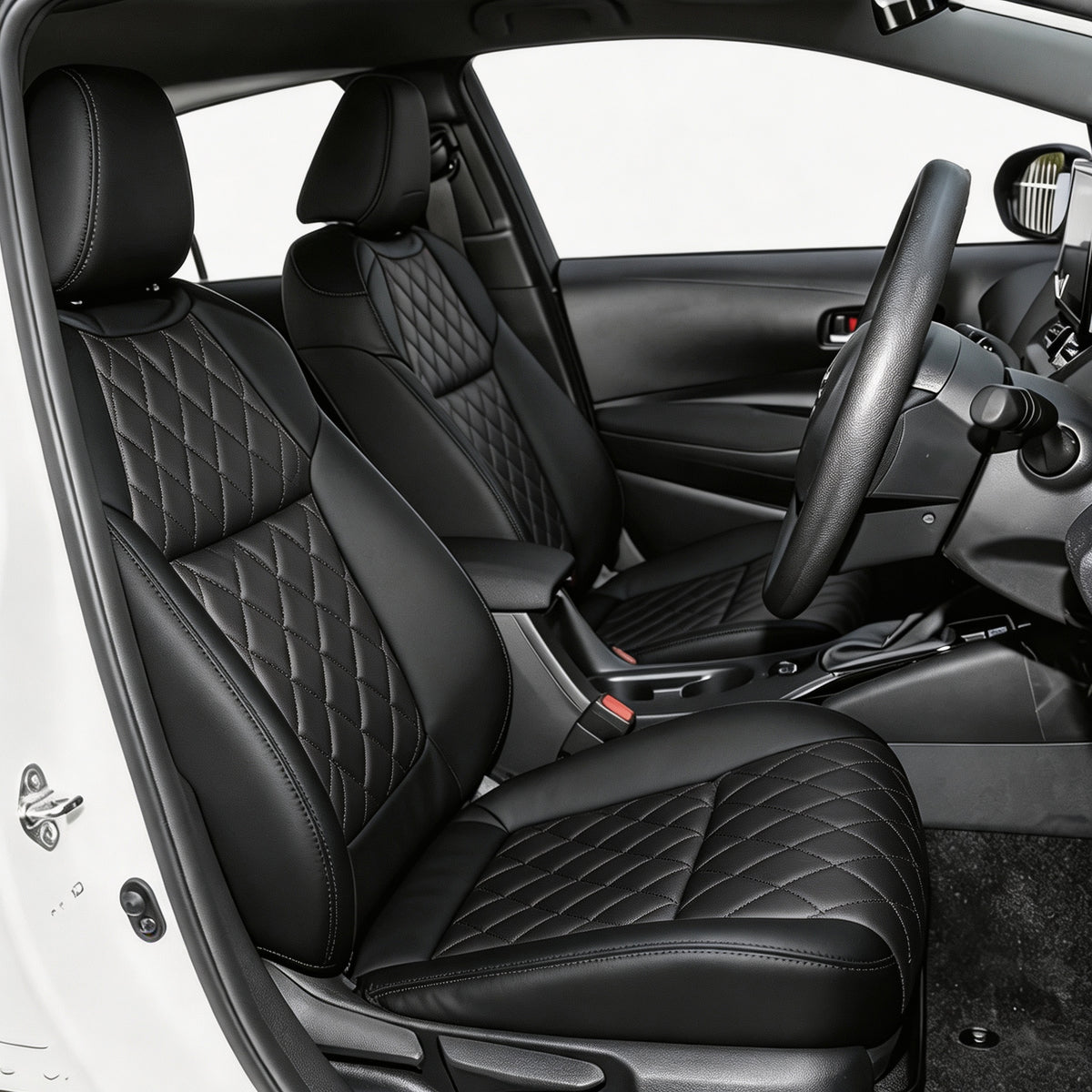 Toyota corolla Seat Covers Diamond Pattern Anti-Slip Premium Leather Wear Resistant Full Set Auto Seat Protector