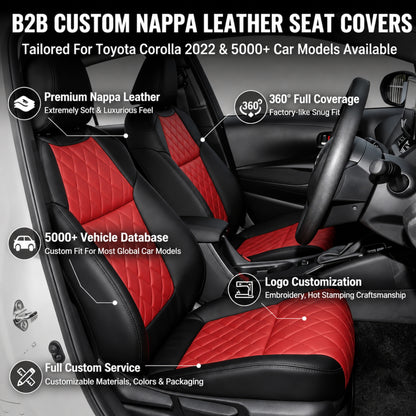 Toyota corolla Seat Covers Diamond Pattern Anti-Slip Premium Leather Wear Resistant Full Set Auto Seat Protector