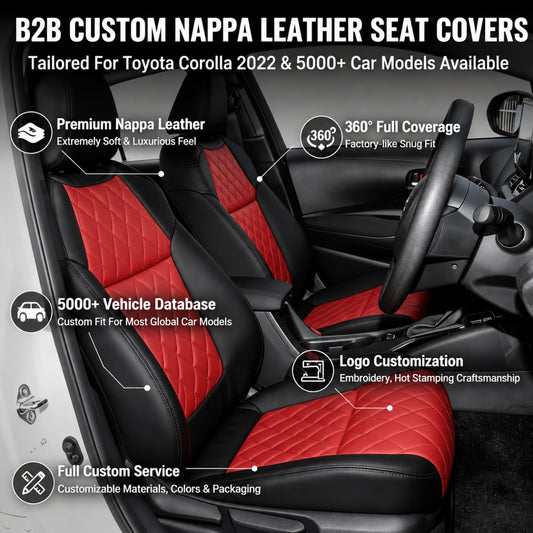 Toyota corolla Seat Covers Diamond Pattern Anti-Slip Premium Leather Wear Resistant Full Set Auto Seat Protector