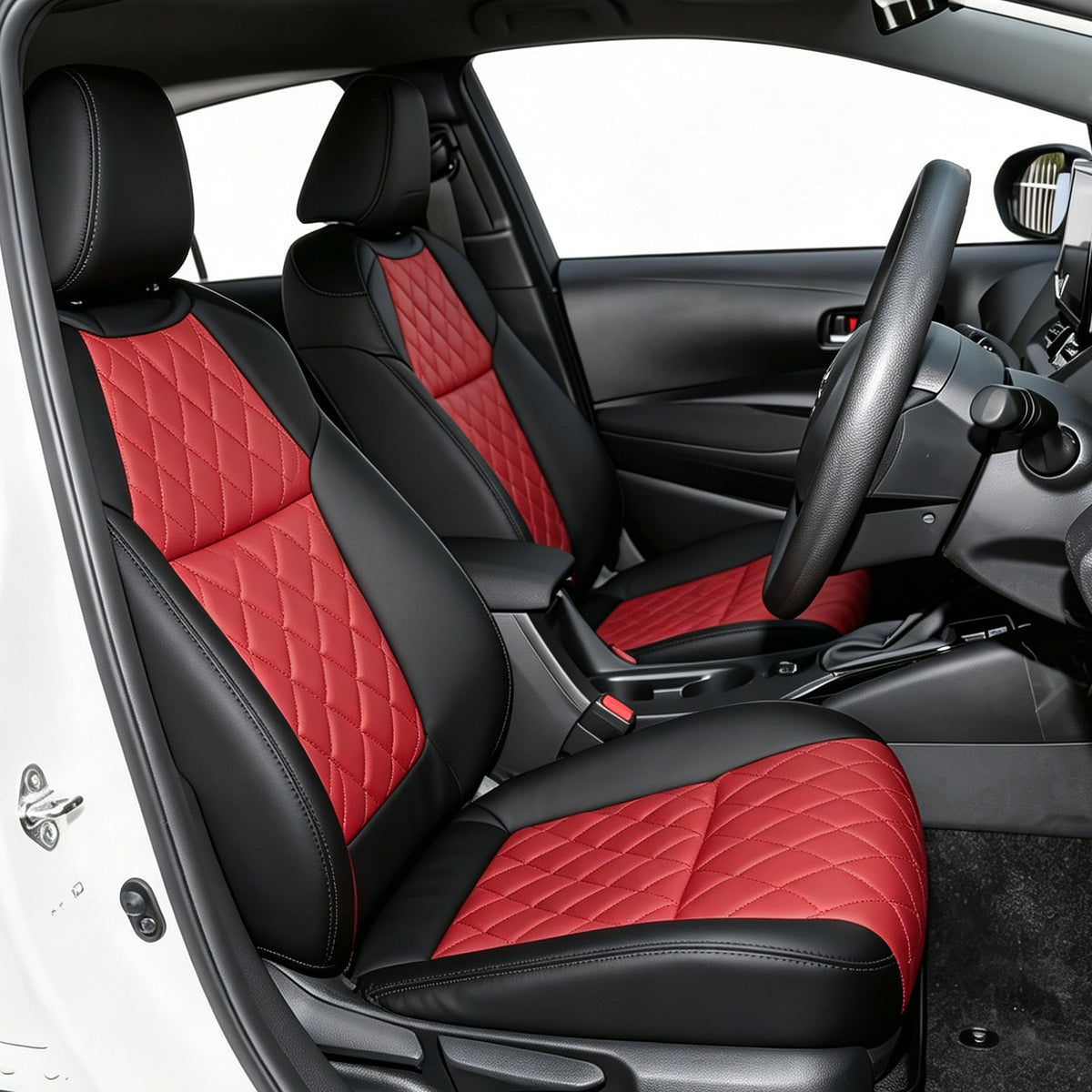 Toyota corolla Seat Covers Diamond Pattern Anti-Slip Premium Leather Wear Resistant Full Set Auto Seat Protector