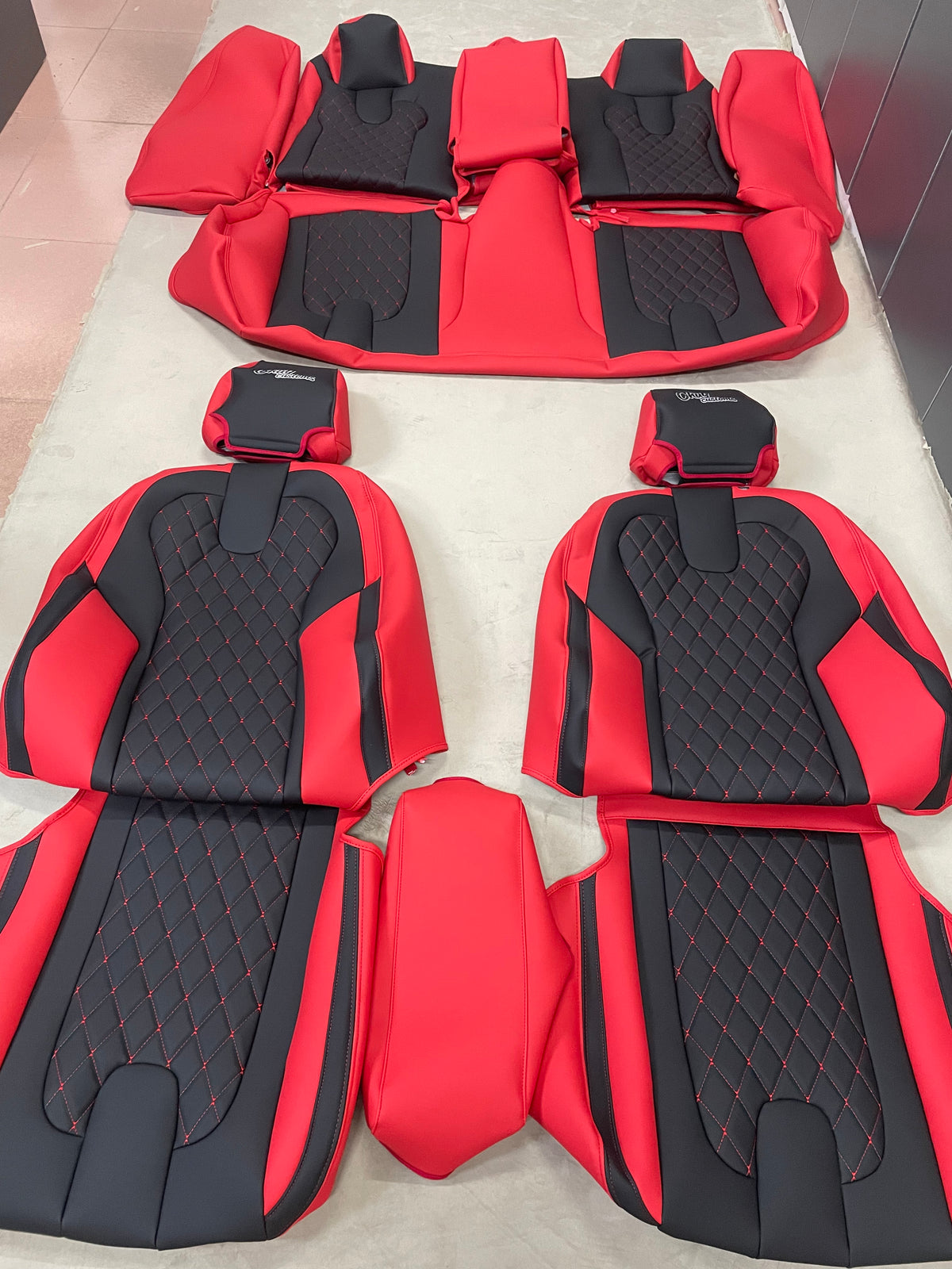 Custom diamond pattern Nappa car seat covers for young car